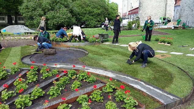   Tallinna Kopli Ametikooli aianduseriala �pilased Tallinna Lillefestivalil 2016