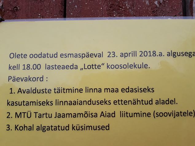   Tartu kogukonnaaiad apr. 2018
